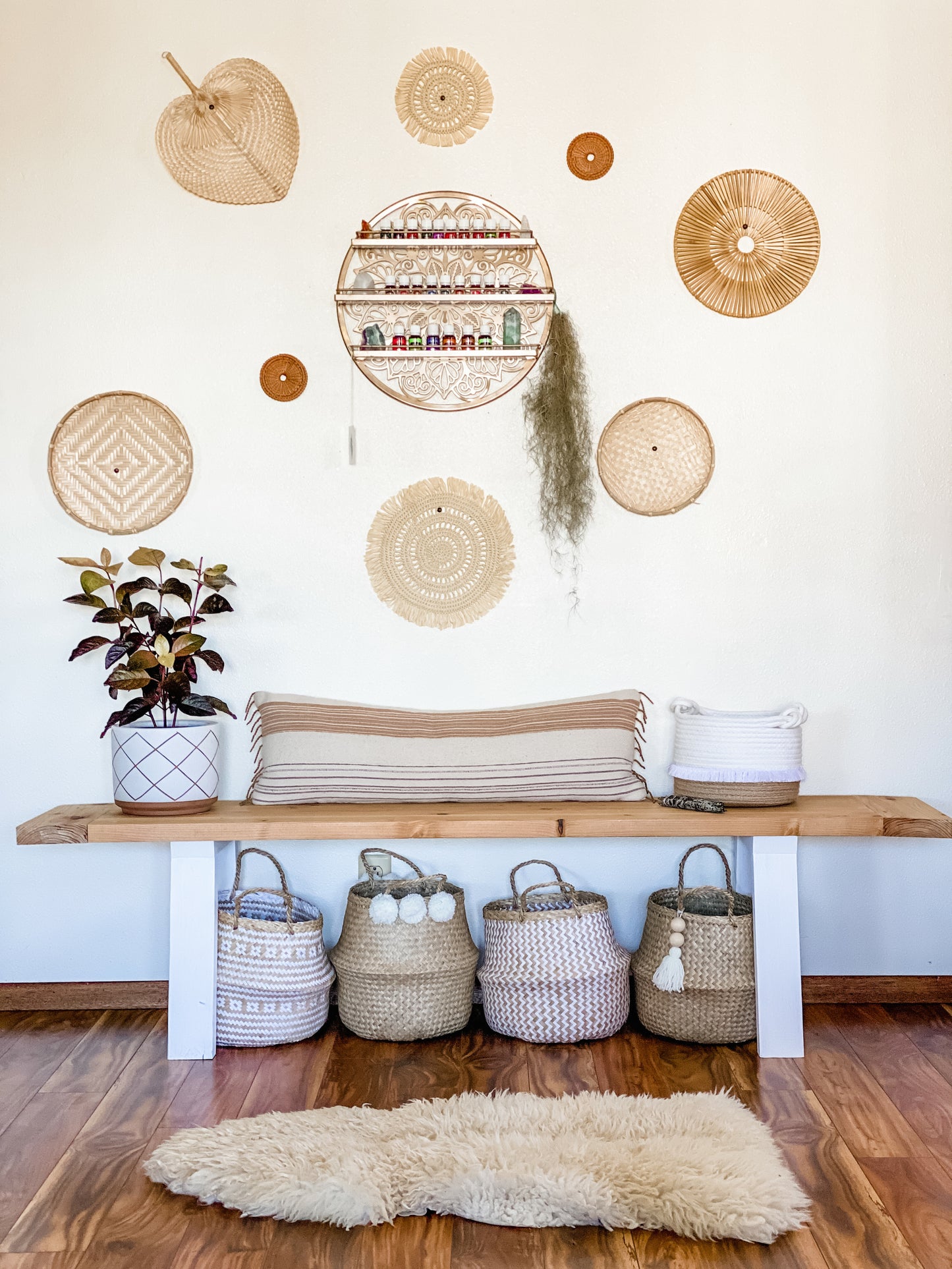 Coastfully Yours Mandala Essential Oil Shelf GOLD, Crystal Shelf, Spice Rack, Boho Wall Decor - Coastfully Yours