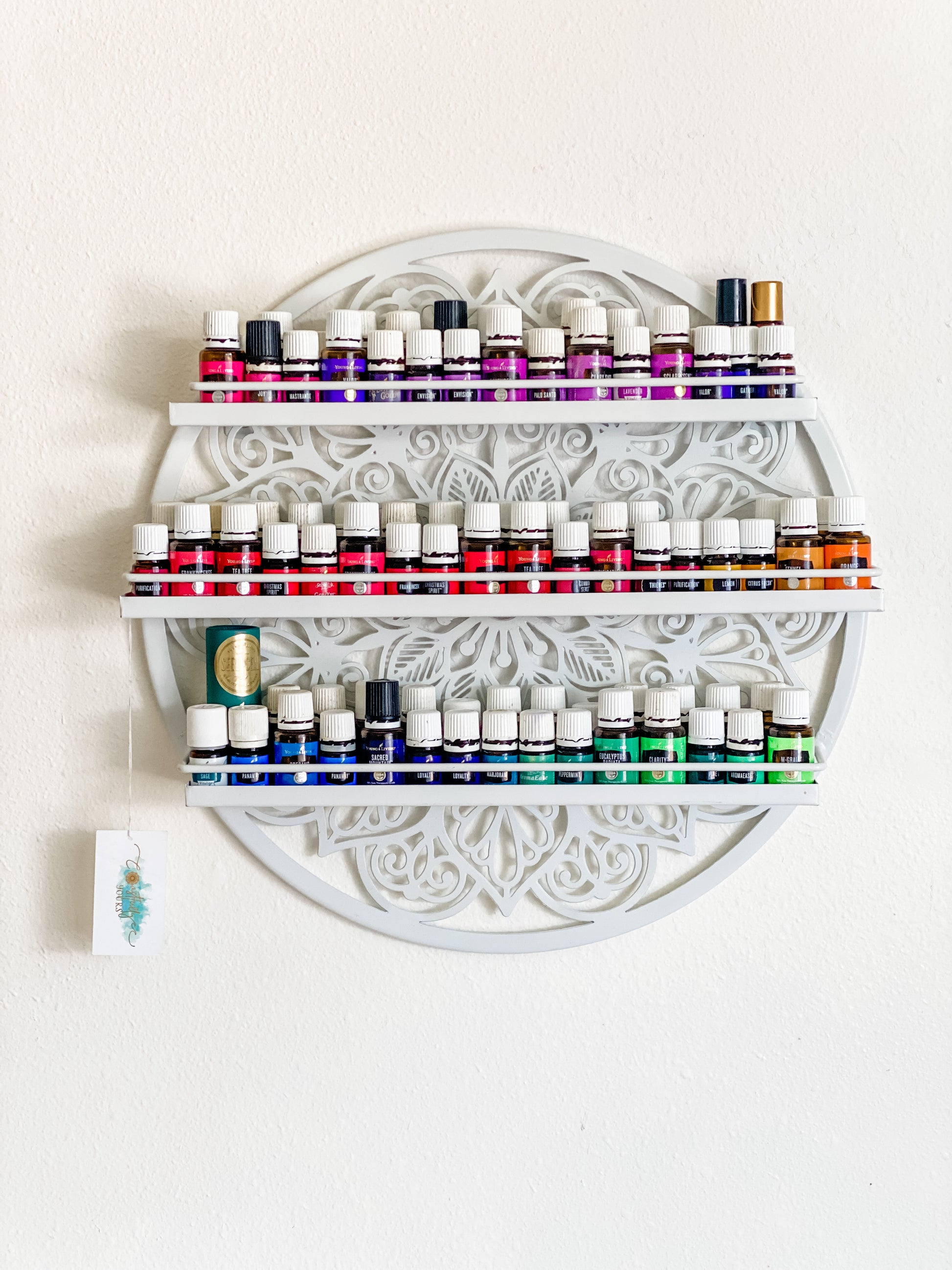 Coastfully Yours Mandala Essential Oil Shelf WHITE, Crystal Shelf, Spice Rack, Boho Wall Decor - Coastfully Yours 