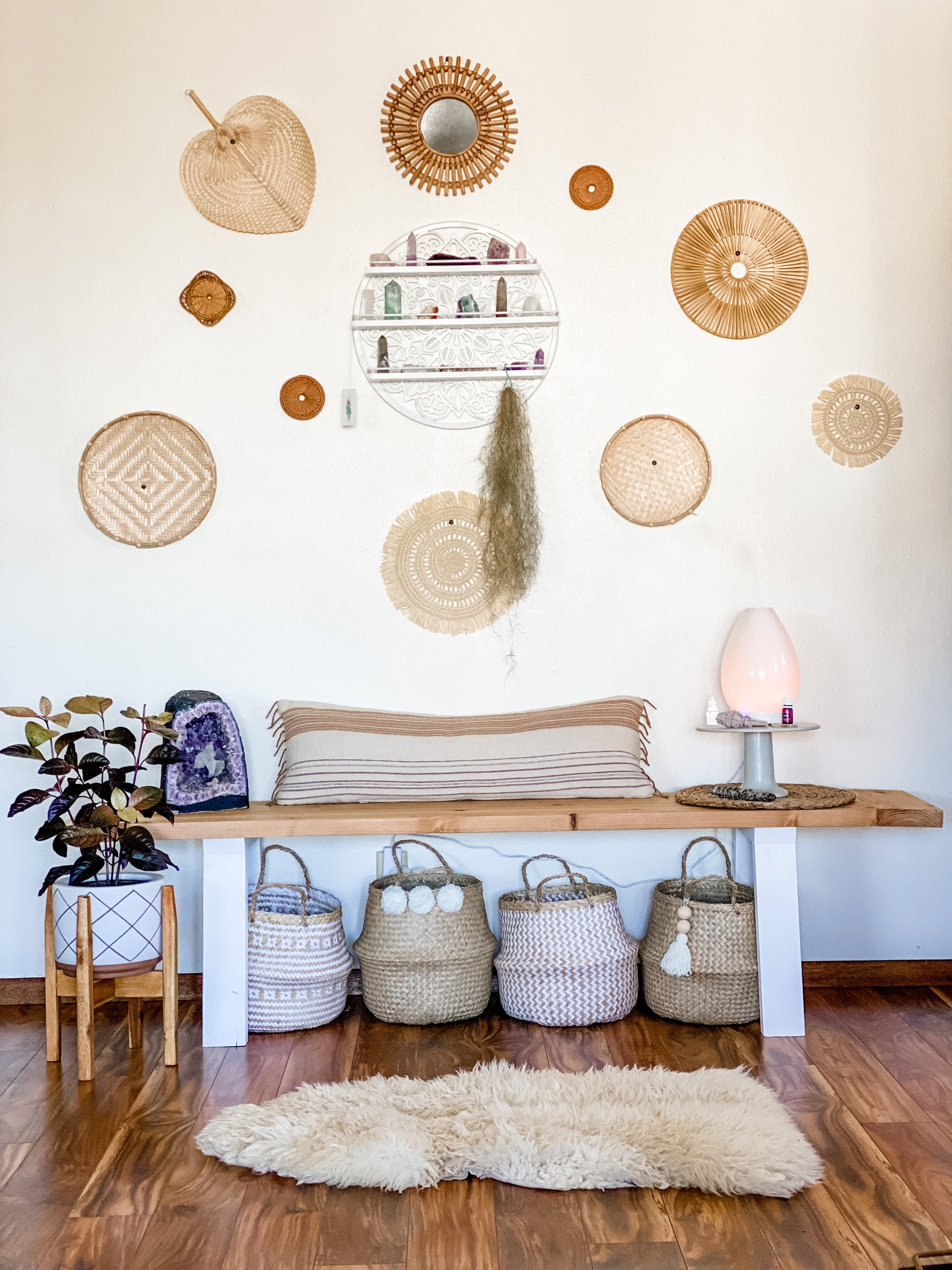 Coastfully Yours Mandala Essential Oil Shelf WHITE, Crystal Shelf, Spice Rack, Boho Wall Decor - Coastfully Yours 