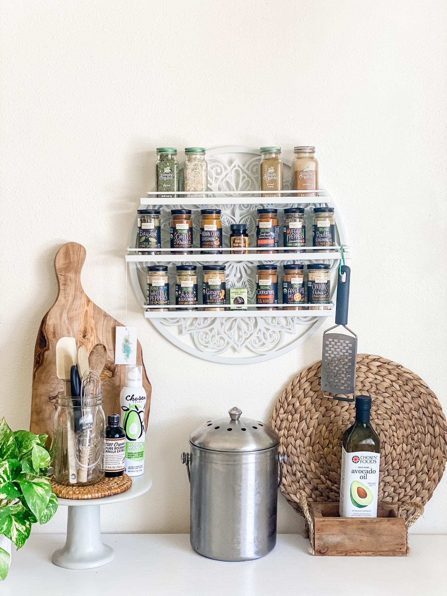 Coastfully Yours Mandala Essential Oil Shelf WHITE, Crystal Shelf, Spice Rack, Boho Wall Decor - Coastfully Yours 