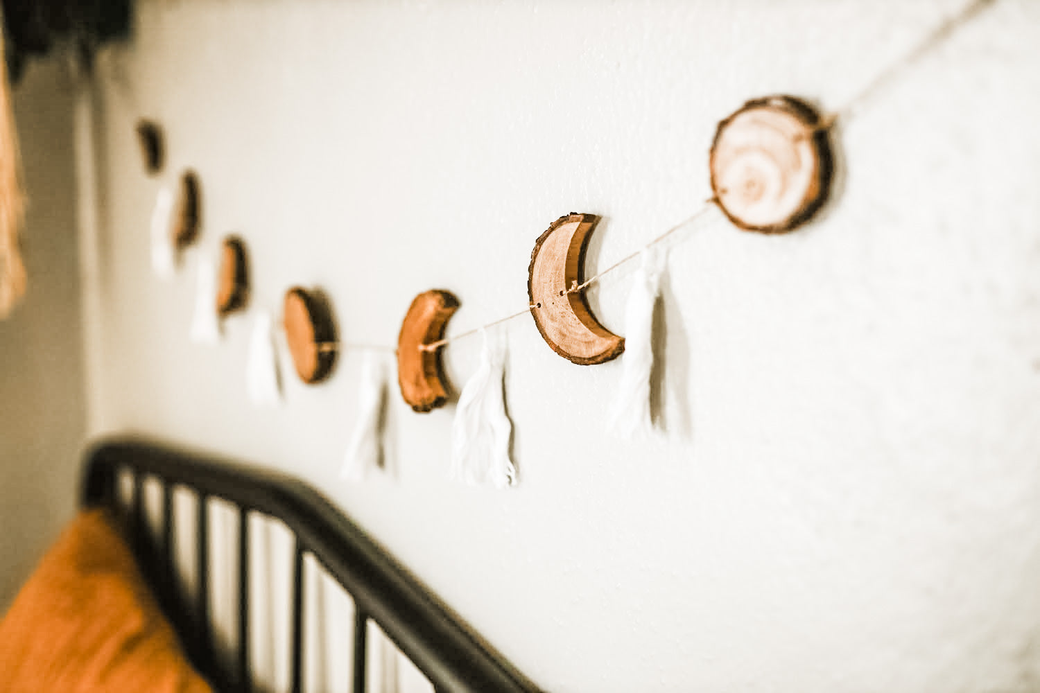 Coastfully Yours Handcarved Natural Birchwood Moon Phase Garland with Tassels - Coastfully Yours 