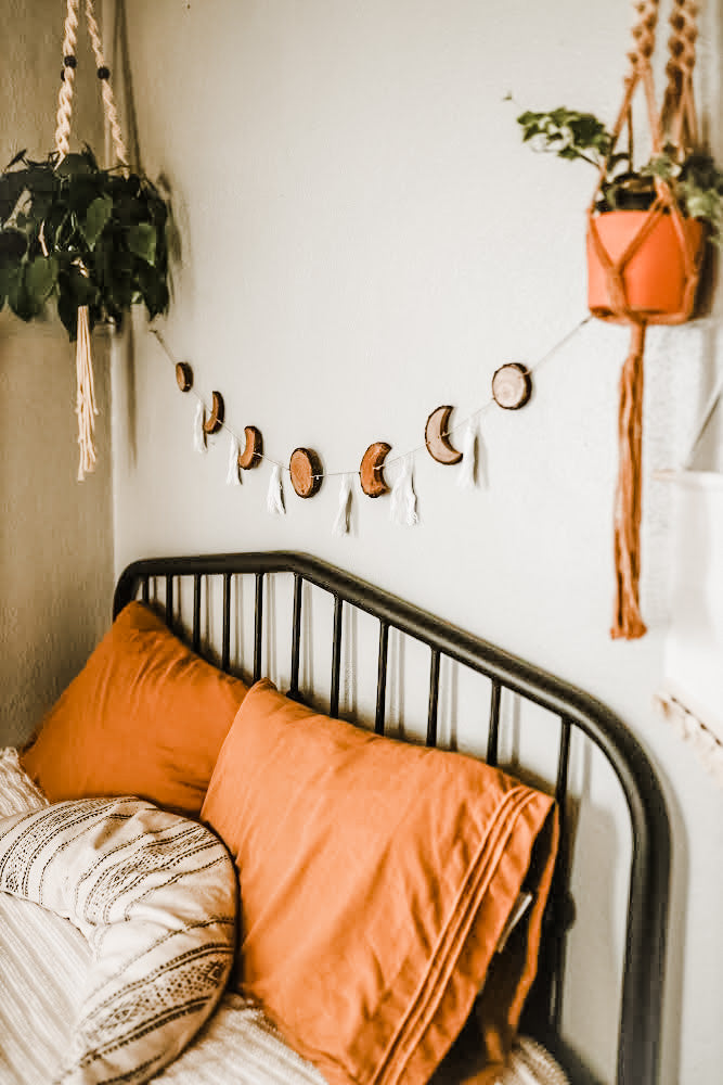 Coastfully Yours Handcarved Natural Birchwood Moon Phase Garland with Tassels - Coastfully Yours 