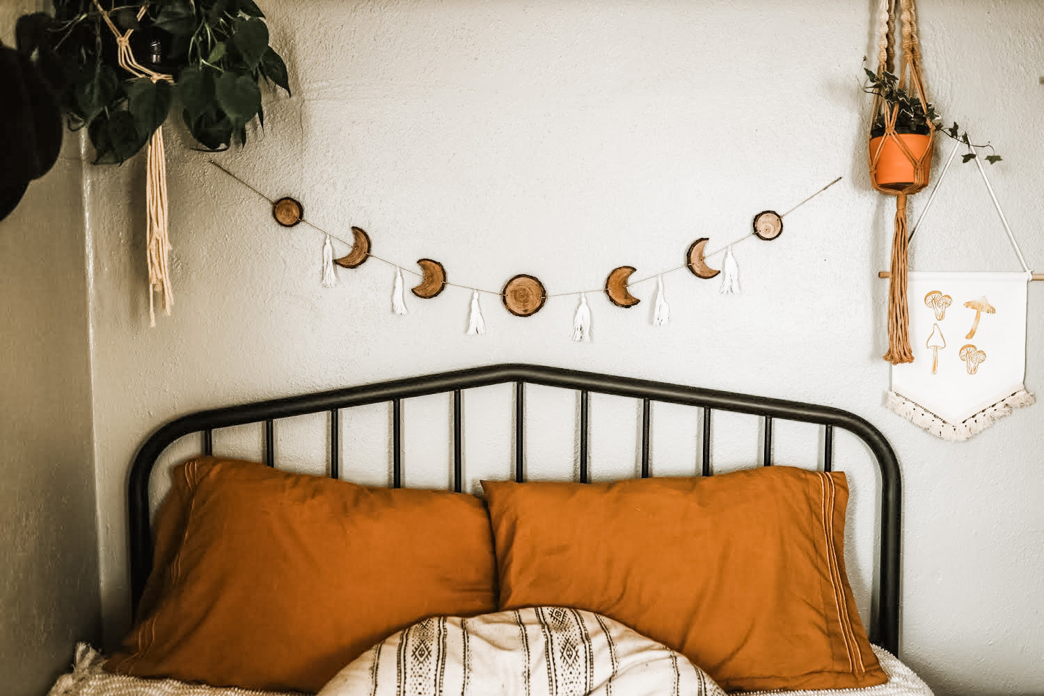 Coastfully Yours Handcarved Natural Birchwood Moon Phase Garland with Tassels - Coastfully Yours 