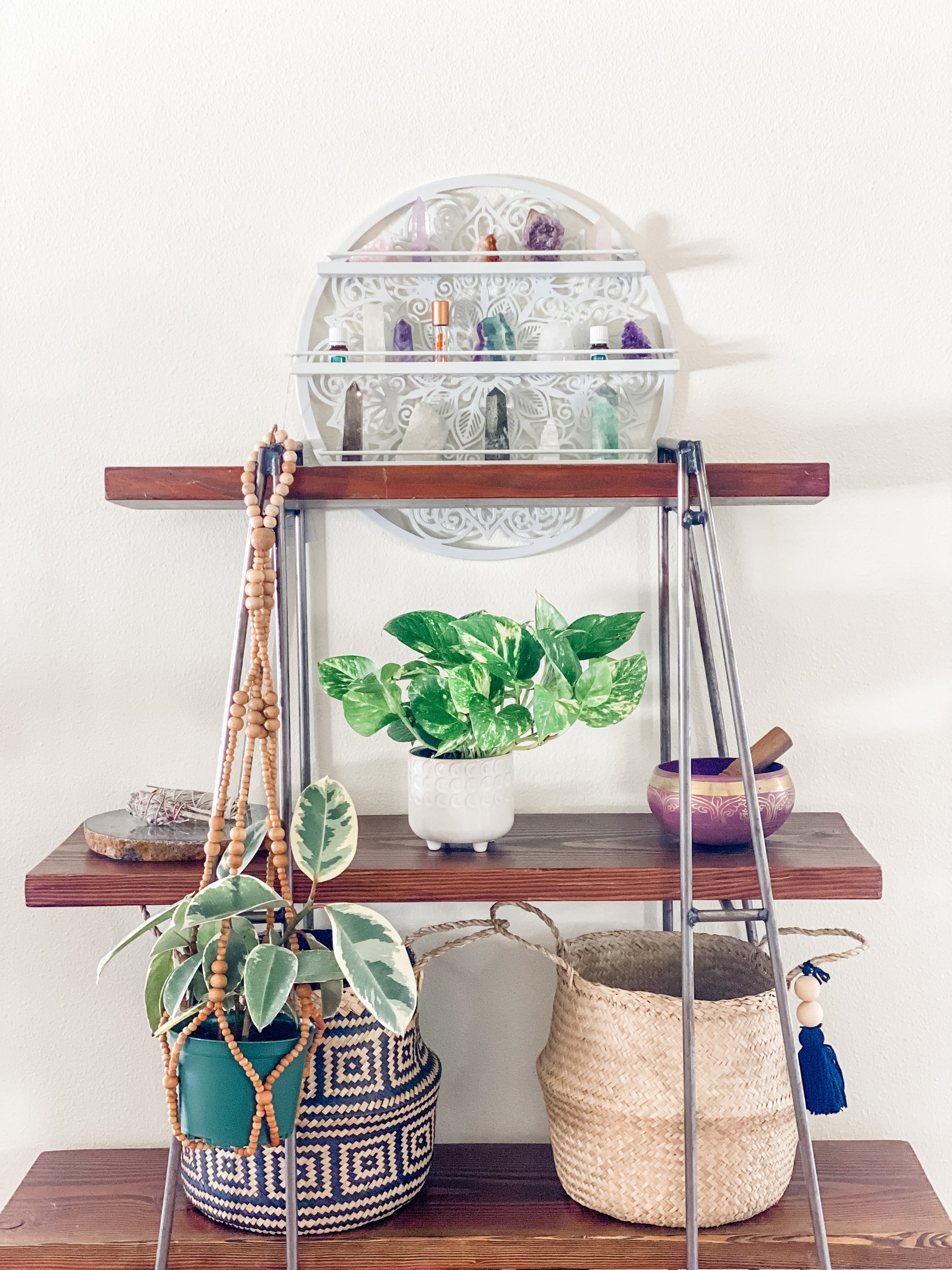 Coastfully Yours Mandala Essential Oil Shelf WHITE, Crystal Shelf, Spice Rack, Boho Wall Decor - Coastfully Yours 